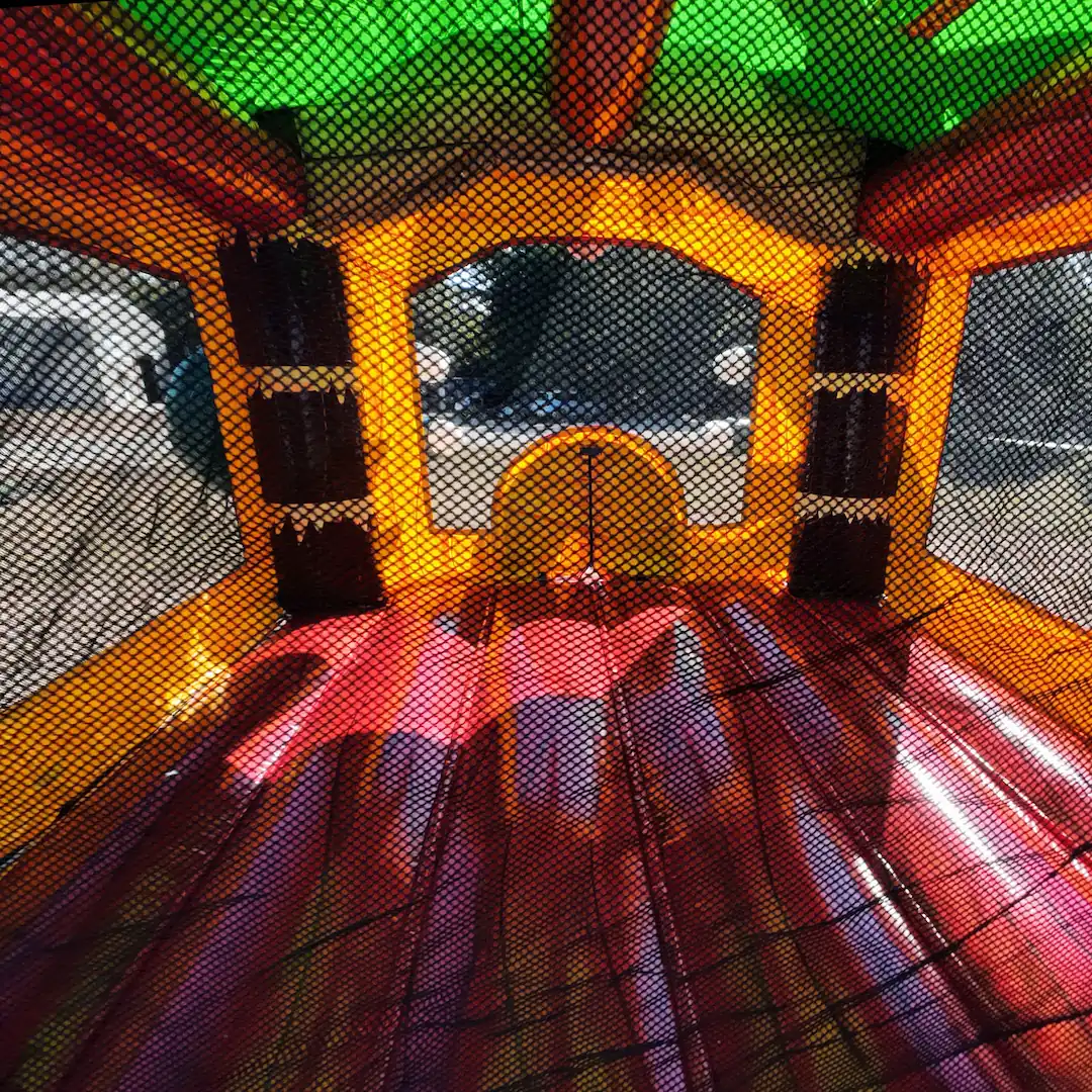 Clean and sanitized interior of a dinosaur bounce house rental Cary NC